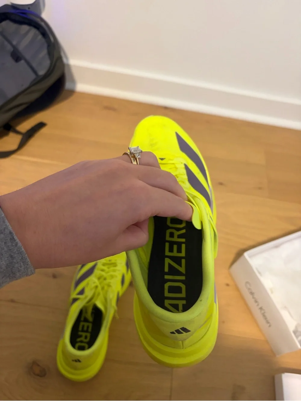 adidas Women's Adizero EVO SL Running Shoes Color: Solar Yellow/Aurora
